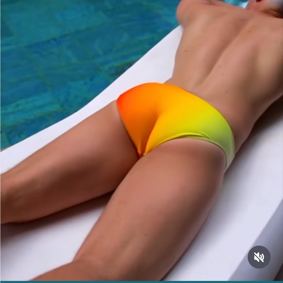 Vaquita “Calypso Ombré” Orange/Yellow Swim Brief Brand New NWT S/Small - Picture 8 of 12